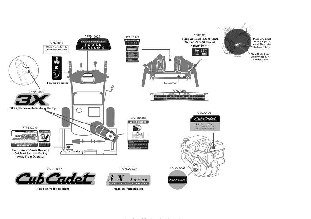 Label Map Diagram and Parts List for 2X28-INCHHP (31AH5DSY710)(2016) Cub Cadet Snow Blower